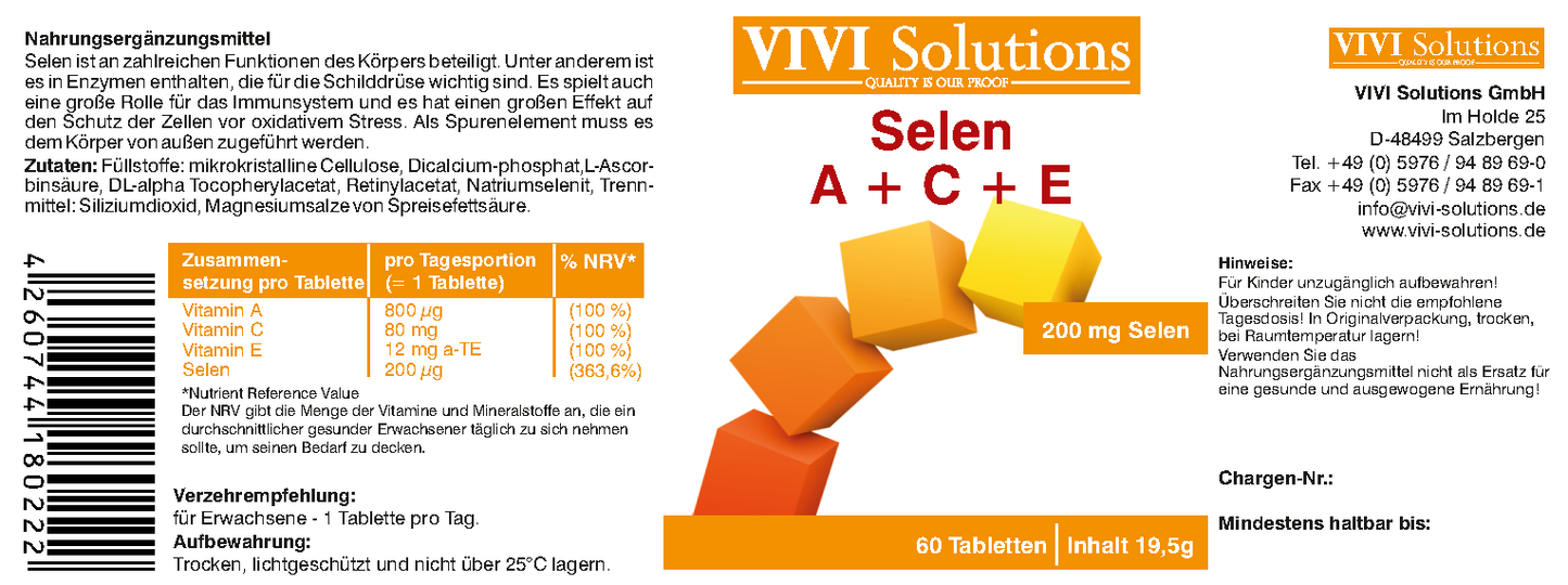 Selenium 200mcg + ACE vitamins