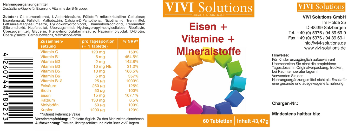 Eisen 15 mg + Vitamine & Mineralien