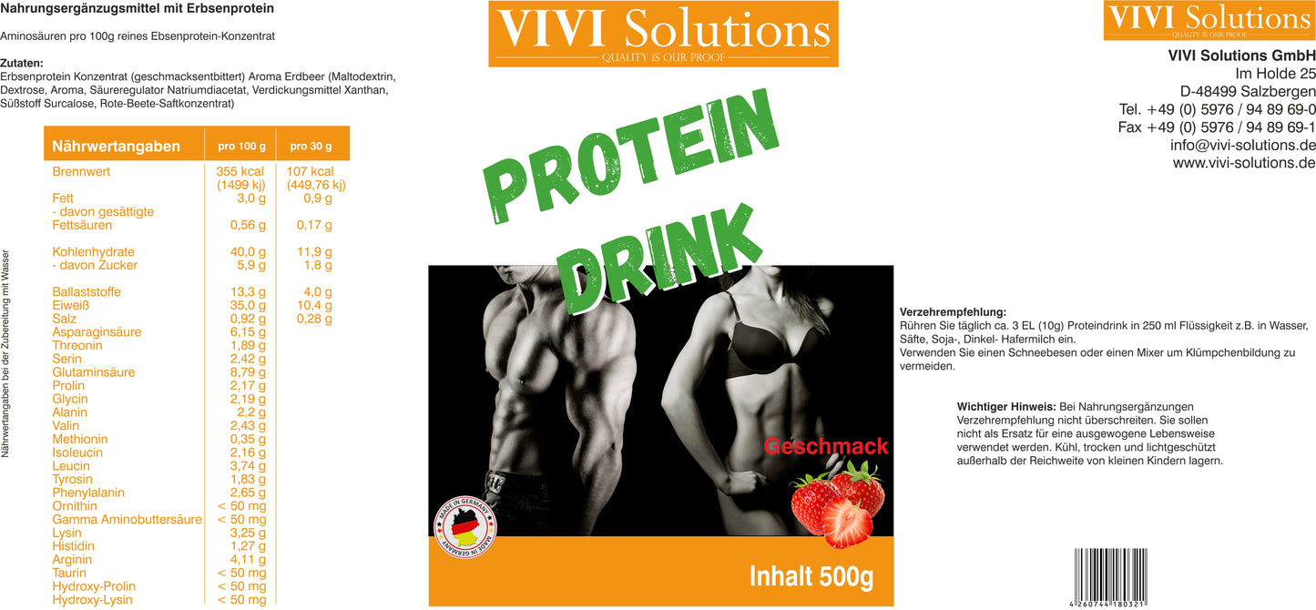 Protein drink strawberry flavor