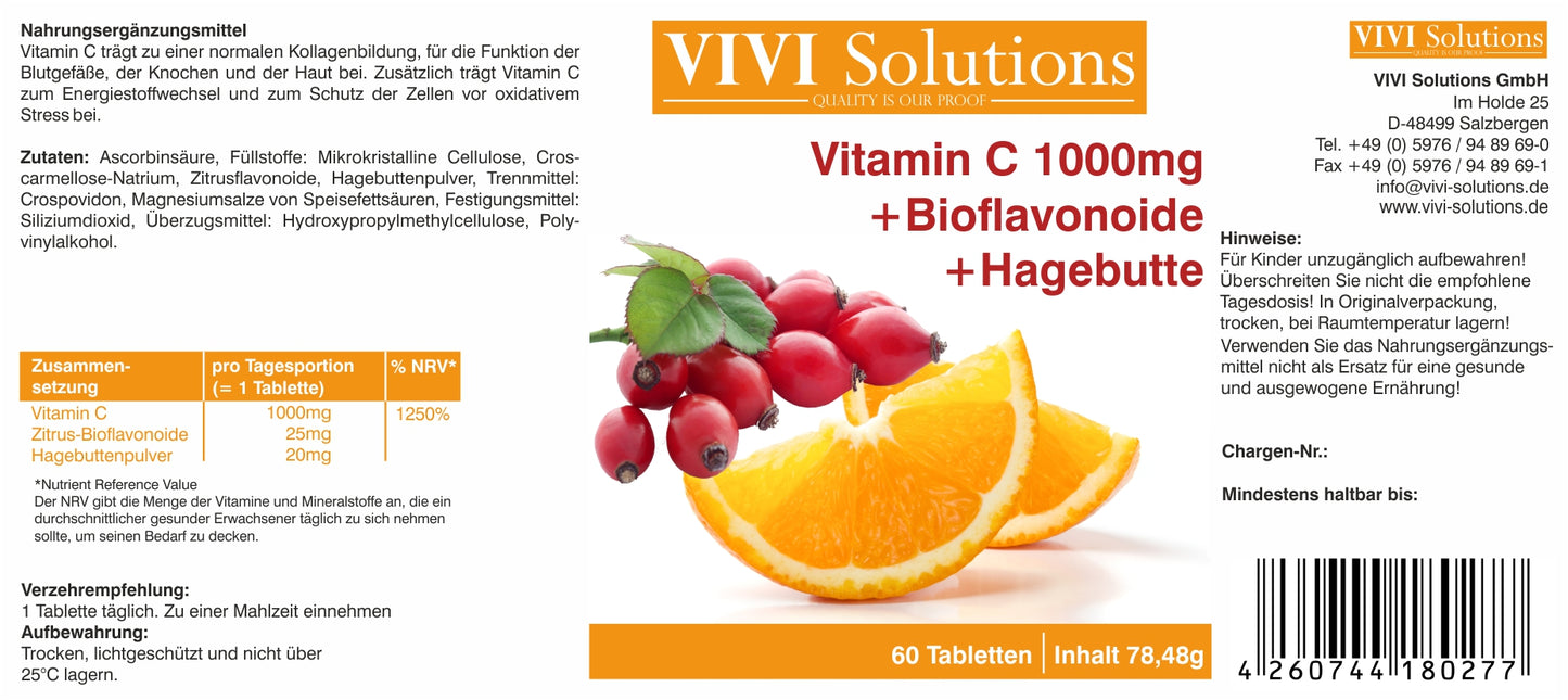 Vitamin C 1000 mg + Bioflavoide + Hagebutte
